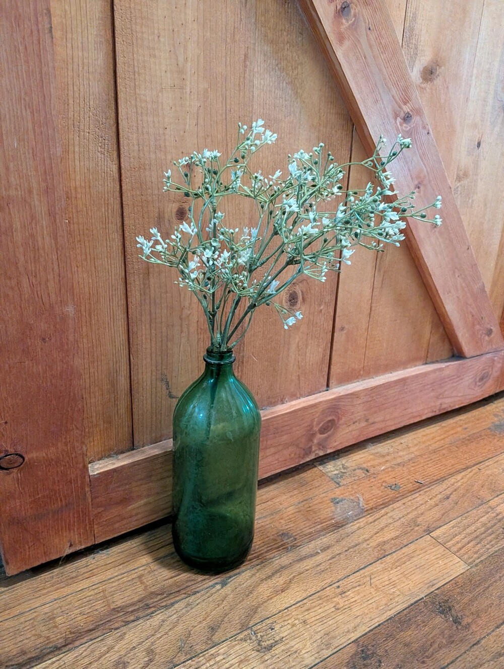 Hand-Blown Green Glass Bottle Vase for Home Accents